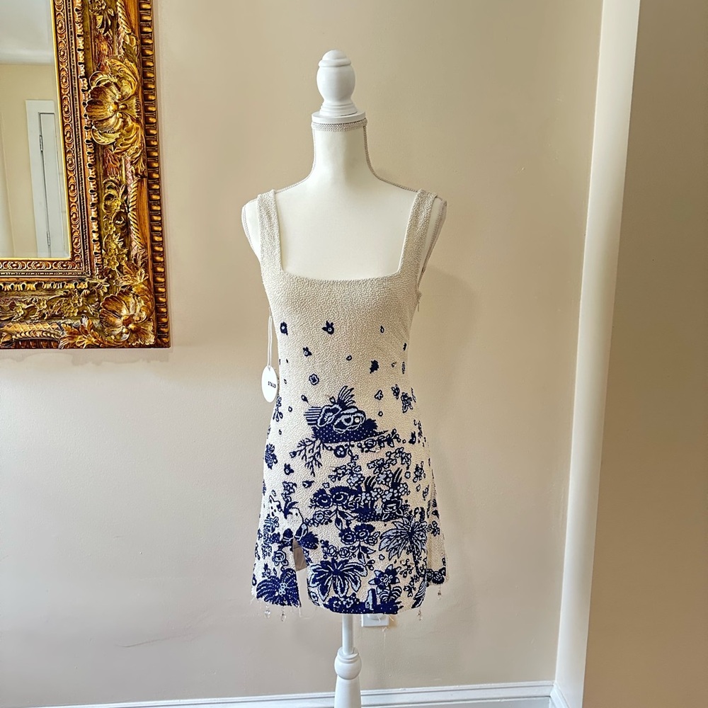 Staud  White and Blue Sleeveless Sundress - Picture 2 of 8